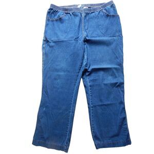 JMS Just My Size Women's Petite Plus 2X 18W/20W Pull-On Blue Jeans Straight Leg